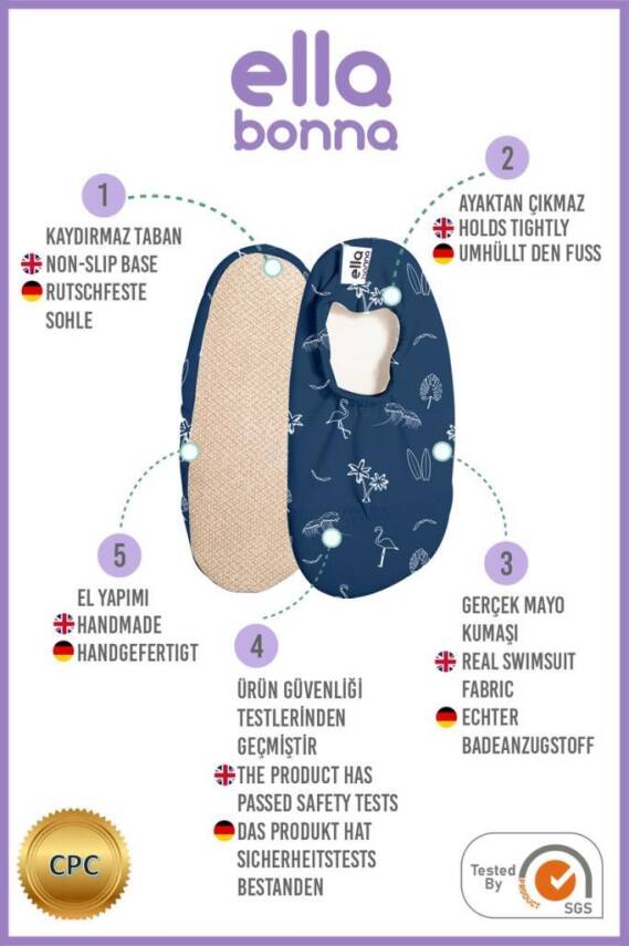 Bebek Çocuk Deniz Ayakkabısı, Kaydırmaz Taban, Unisex Havuz Patiği - 3