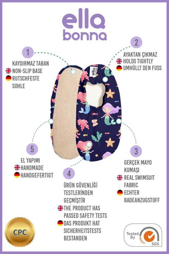 Bebek Çocuk Deniz Ayakkabısı, Kaydırmaz Taban, Unisex Havuz Patiği - 43