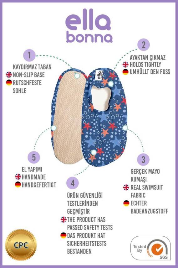 Bebek Çocuk Deniz Ayakkabısı, Kaydırmaz Taban, Unisex Havuz Patiği - 63