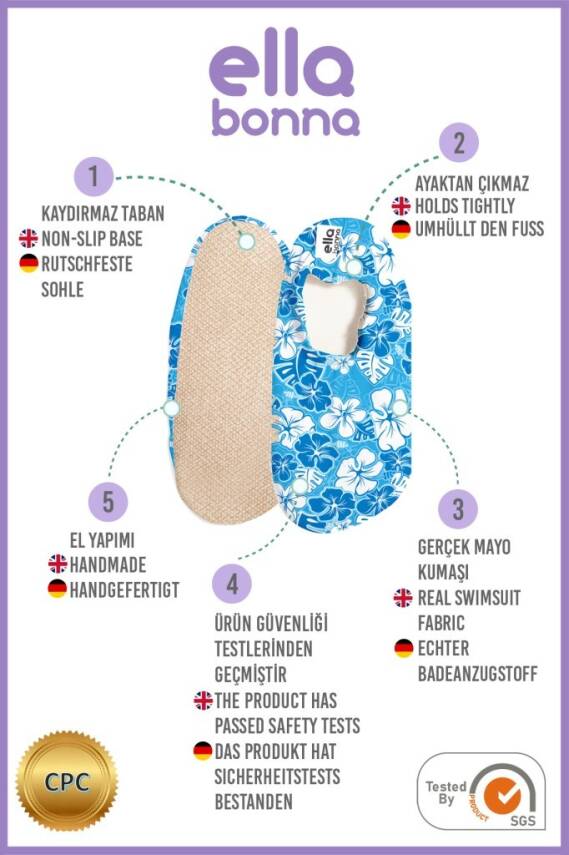 Bebek Çocuk Deniz Ayakkabısı, Kaydırmaz Taban, Unisex Havuz Patiği - 79