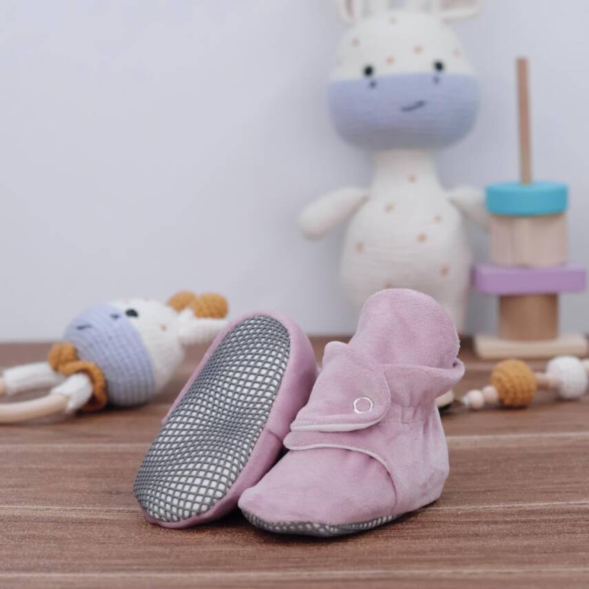 Kadife Bebek Pandufu, Kaydırmaz Taban Ev Botu, Kreş Ayakkabısı, Organik Pamuk Patik - 19