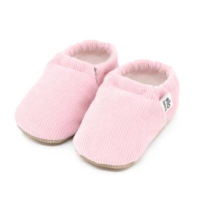 Kadife Bebek Patiği Fitilli, Kaydırmaz Taban, Kreş Ayakkabısı Patik Pembe