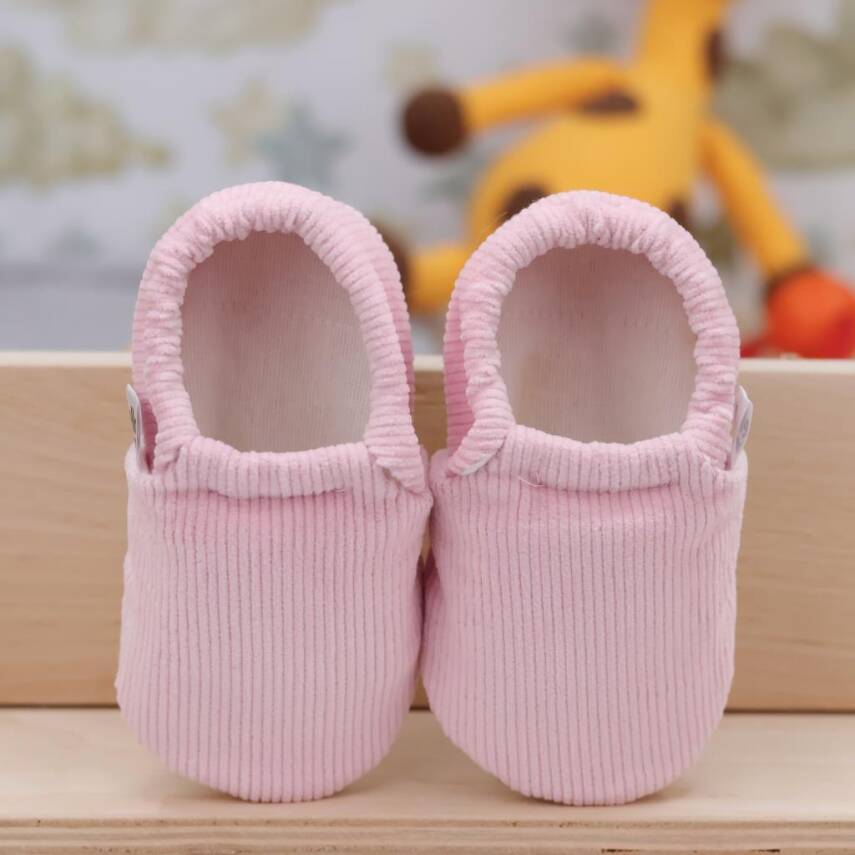 Kadife Bebek Patiği Fitilli, Kaydırmaz Taban, Kreş Ayakkabısı Patik - 20