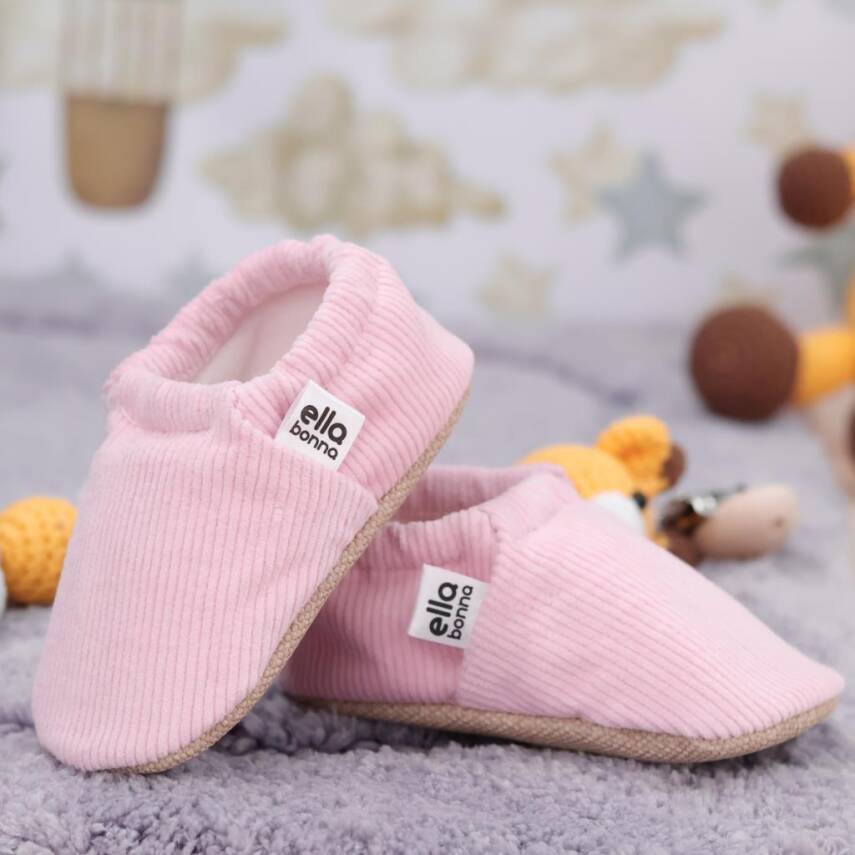 Kadife Bebek Patiği Fitilli, Kaydırmaz Taban, Kreş Ayakkabısı Patik - 22