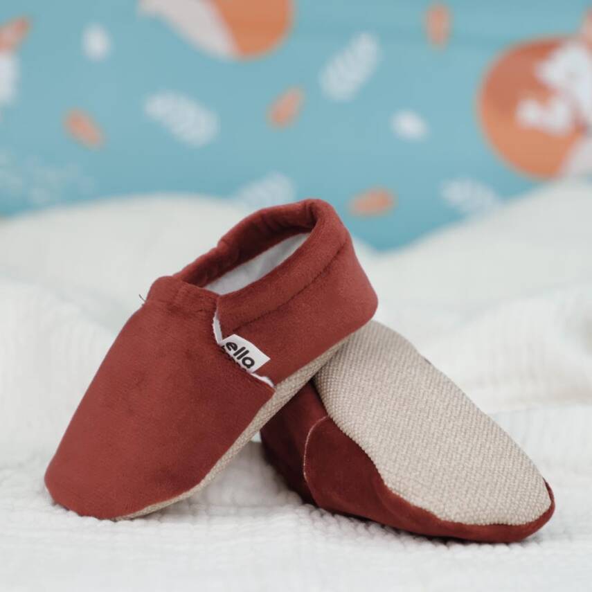 Kadife Bebek Patiği, Kaydırmaz Taban, Kreş Ayakkabısı Patik - 7