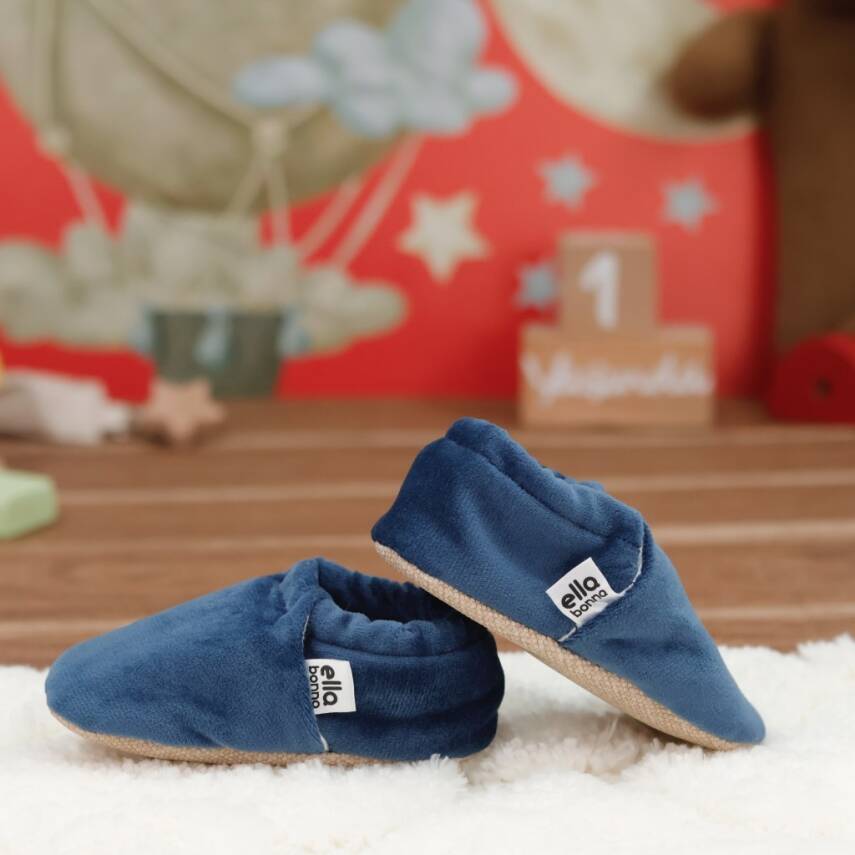 Kadife Bebek Patiği, Kaydırmaz Taban, Kreş Ayakkabısı Patik - 124