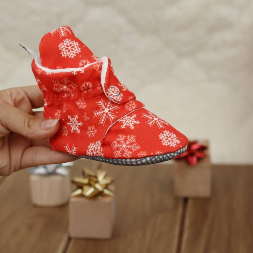 Organik Pamuk Bebek Pandufu, Kaydırmaz Taban, Yenidoğan Patiği, Ev Kreş Ayakkabısı - 130