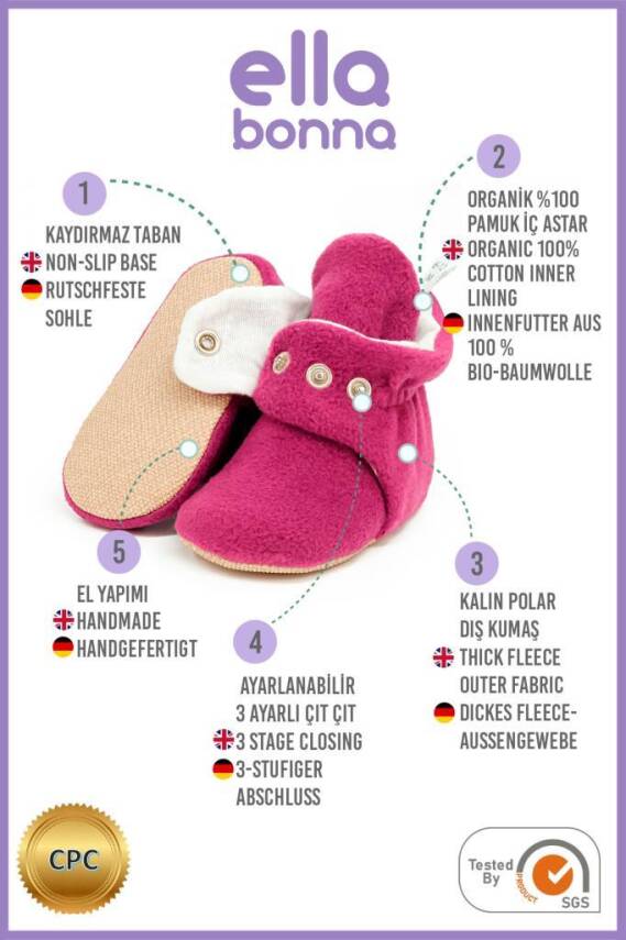Polar Bebek Pandufu, Kaydırmaz Taban, Ev Botu, Kreş Ayakkabısı Patik - 45