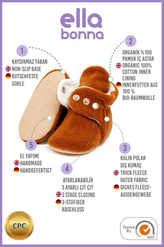 Polar Bebek Pandufu, Kaydırmaz Taban, Ev Botu, Kreş Ayakkabısı Patik - 52