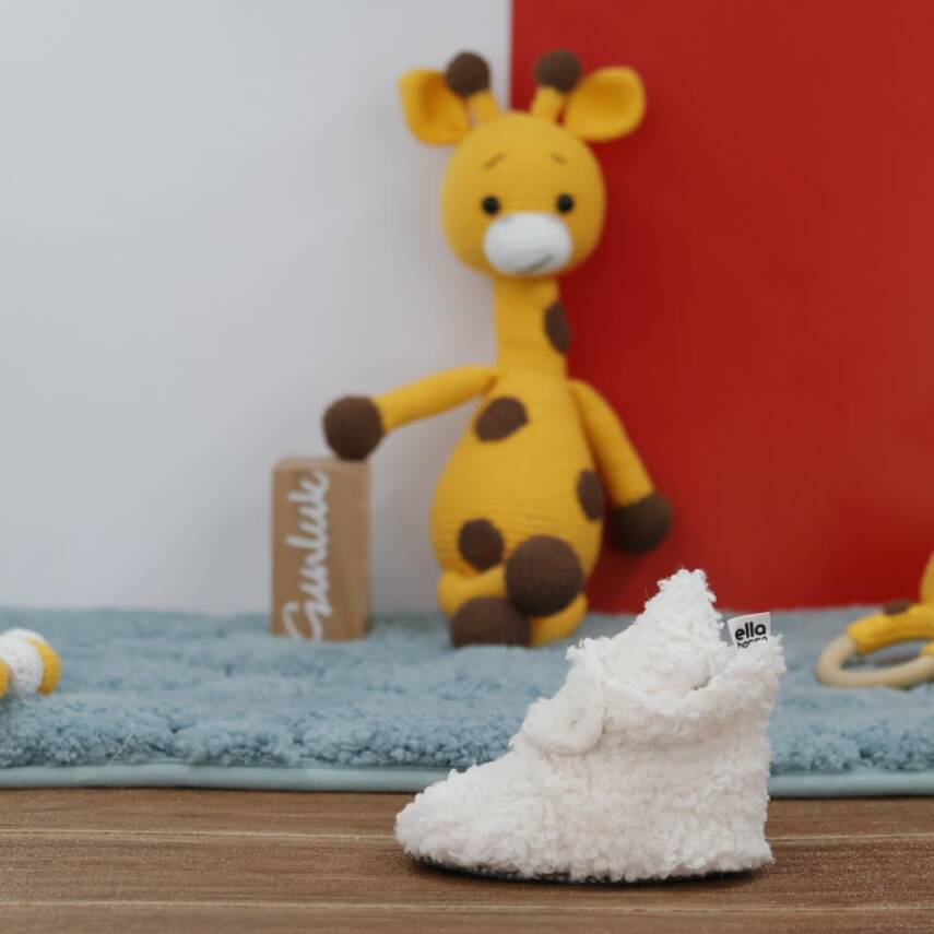 Teddy Bebek Pandufu, Kaydırmaz Taban, Organik Pamuk Astar, Ev Kreş Ayakkabısı - 41