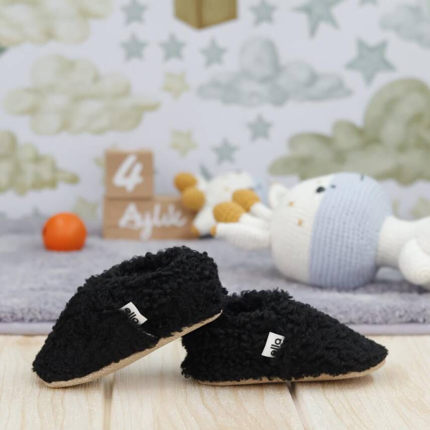 Teddy Bebek Patiği Ev Pandufu, Kaydırmaz Taban, Organik Pamuk Astar Kreş Ayakkabısı - 15