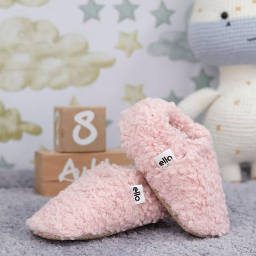 Teddy Bebek Patiği Ev Pandufu, Kaydırmaz Taban, Organik Pamuk Astar Kreş Ayakkabısı - 30
