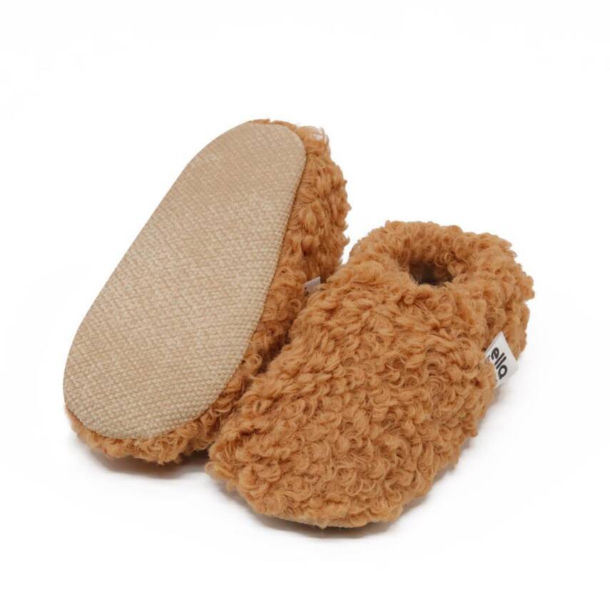 Teddy Bebek Patiği Ev Pandufu, Kaydırmaz Taban, Organik Pamuk Astar Kreş Ayakkabısı - 34