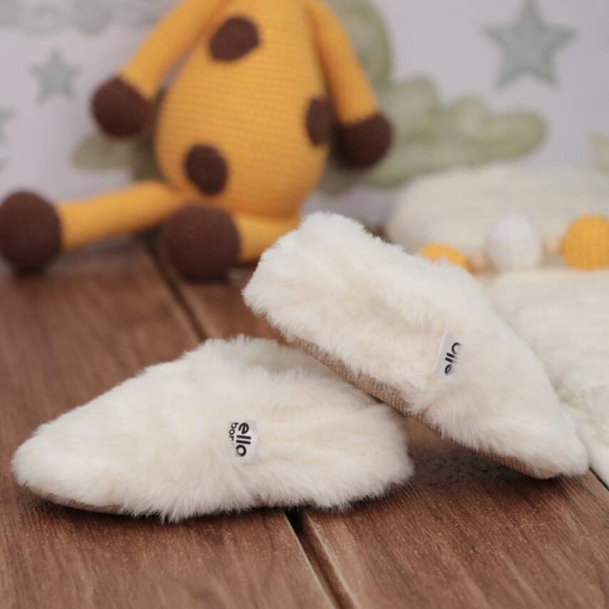 Yumuşak Tüylü ,Organik Bebek Patik, Kaydırmaz Taban Kreş Ayakkabısı, Taba - 6
