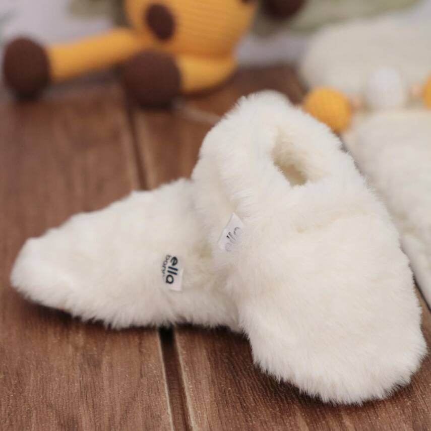 Yumuşak Tüylü ,Organik Bebek Patik, Kaydırmaz Taban Kreş Ayakkabısı, Taba - 7